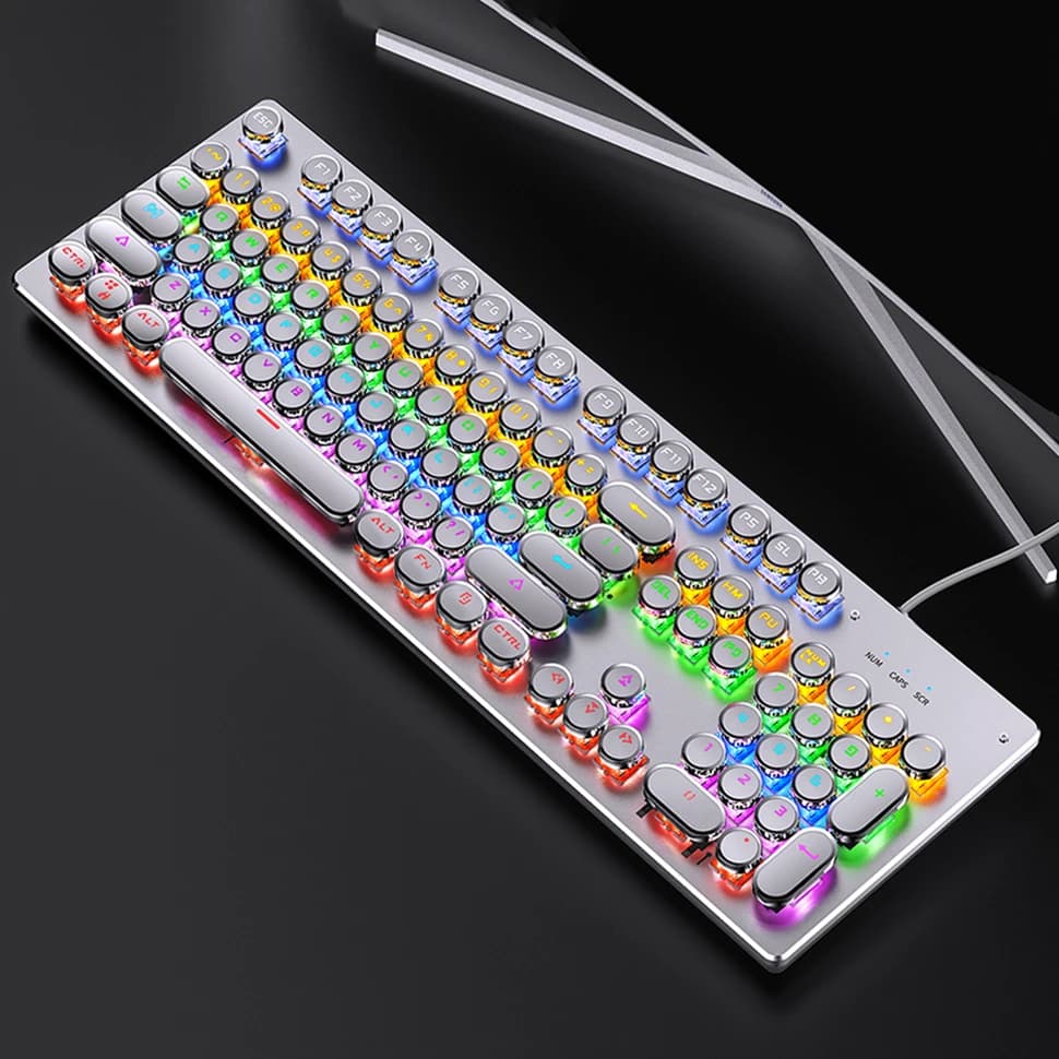 Panneau de clavier mécanique rétro, rond et carré, rétro4.2, clavier filaire, interrupteur noir bleu et marron, clavier de jeu pour PC, ordinateur portable