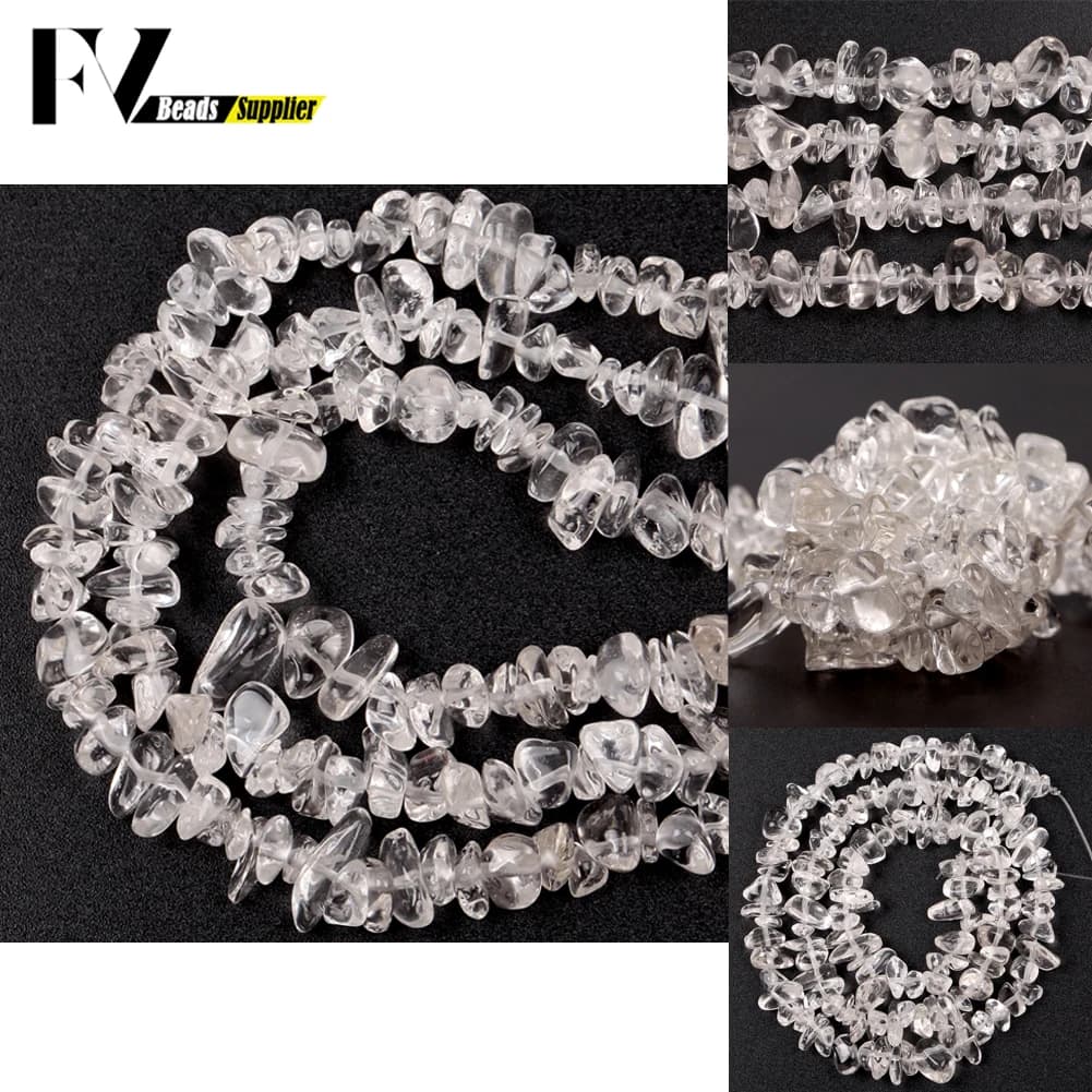 Pierre naturelle 5-8mm, quartz blanc clair irrégulier, perles à puce pour la fabrication de bijoux, Bracelets, collier, Bracelets, couture, 15 pouces