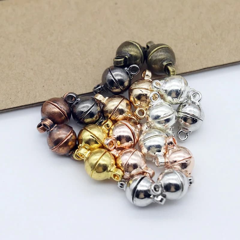 Mibrow 10 pièces cuivre 6/8/10/12mm boule ronde fermoirs magnétiques solides idéal pour Bracelet collier fin fermoir connecteurs fabrication de bijoux