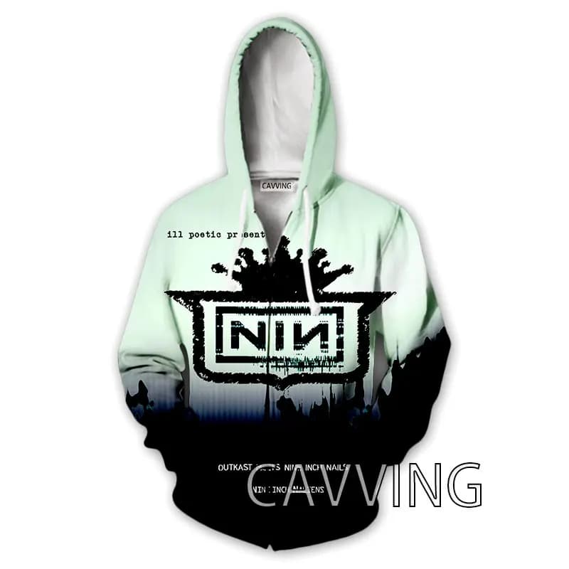Caving – sweat à capuche Harajuku pour hommes et femmes, impression 3D, bande de clous, fermeture éclair, neuf pouces