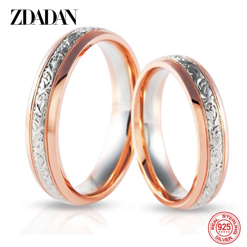 ZDADAN – bague de Couple en argent Sterling 925, or Rose, pour femmes, fiançailles, bijoux à la mode, cadeau