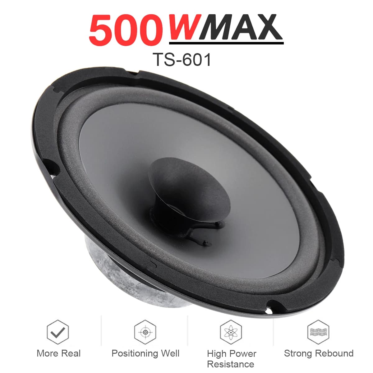 Hautréusde voiture avec gamme complète, haut-parleur automobile mort, caisson de basses de porte de véhicule, musique audio stéréo, 6.5 pouces, 500W, 1 PC