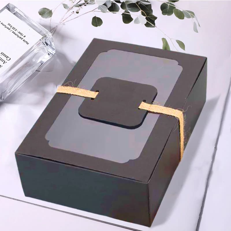 Boîte d'emballage en papier Kraft avec fenêtre transparente, boîtes à gâteaux et bonbons, boîte à cadeaux pour cadeaux de fête de mariage, décor de réception-cadeau pour bébé, 12 pièces