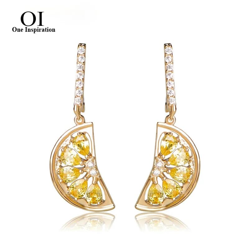 BUCOMEOI-Boucles d'Oreilles Cubic Zwords pour Bol, Orange, Citron, Document Or, Fruit Dangle, Bijoux d'Oreille Exquis, Cadeau de Noël