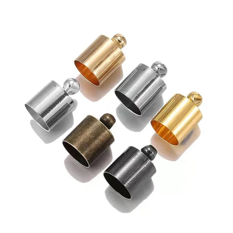 Bouchons à sertir en cuir avec pompon, 50 pièces/lot, perles 3 4 5 6 7 8 9 10mm, capuchon d'extrémité pour collier à faire soi-même, résultats de fabrication de bijoux