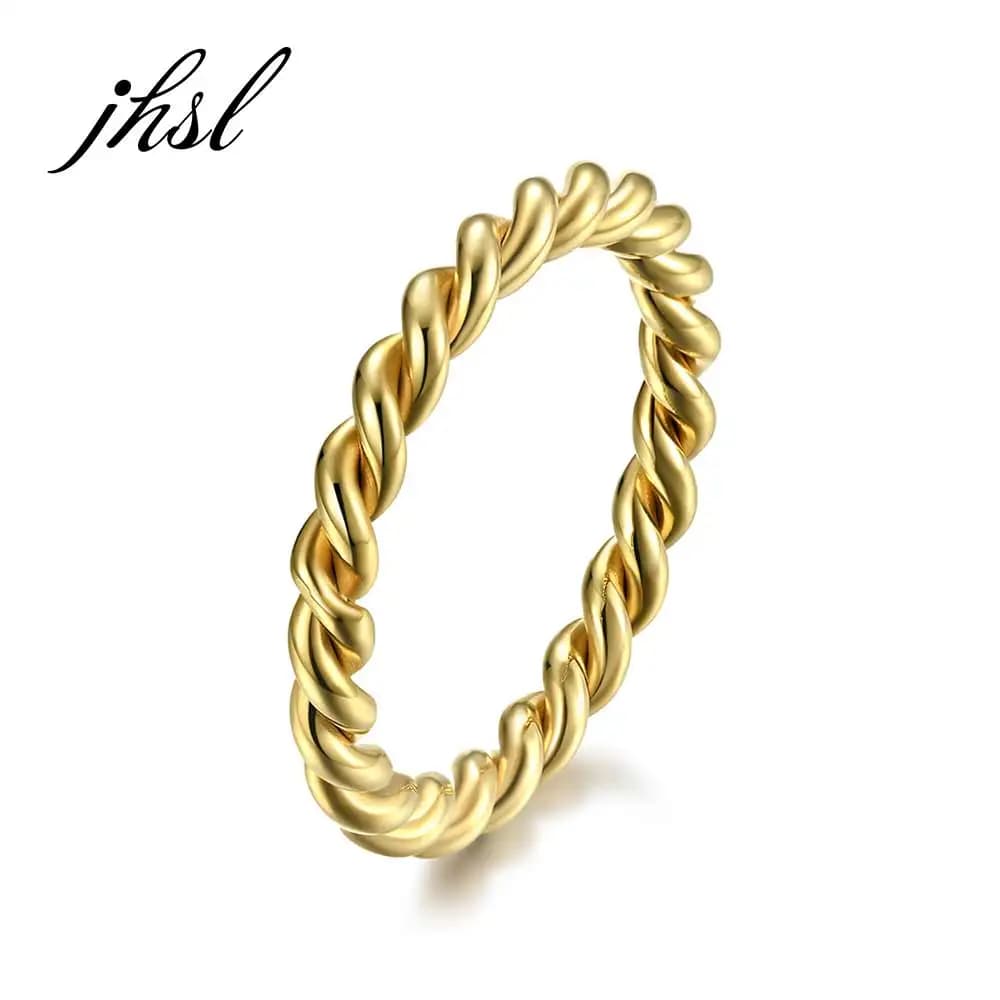 Bagues torsadées en acier inoxydable pour hommes et femmes, petit noir de 3mm d'épaisseur, couleur or Rose, bijoux à la mode, taille américaine 7 8 9 10 11 12