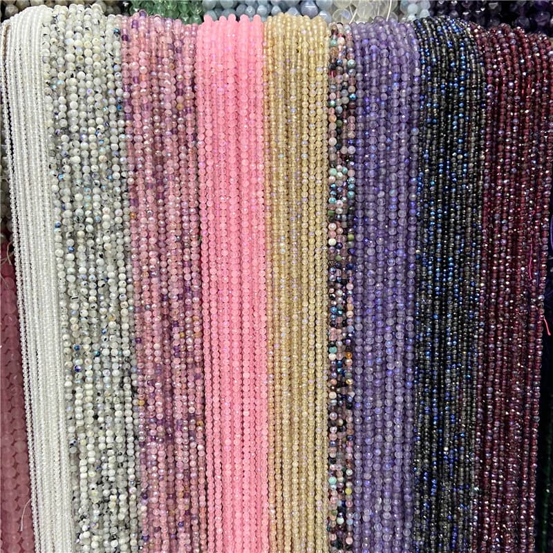 Perle de pierre naturelle à facettes de 2 ou 3 mm, Zircon, quartz Rose, améthystes, rubis, Agates, perles de rocaille pour la fabrication de bijoux, fournitures de travaux manuels