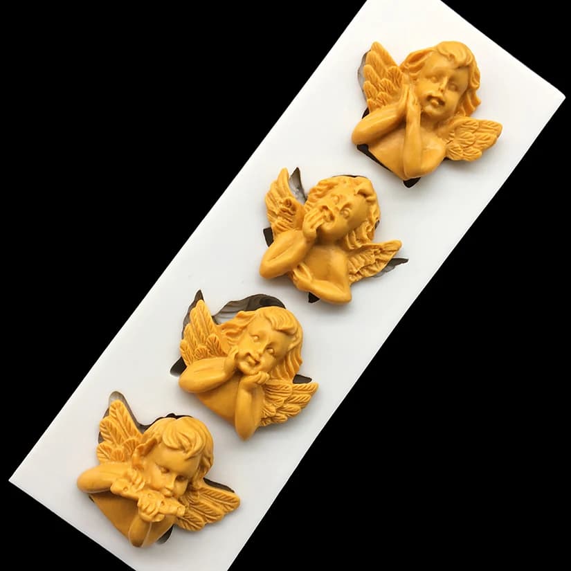 Moule à sucre en Silicone en forme d'ange, outils de décoration de gâteau Fondant, moule de cuisson