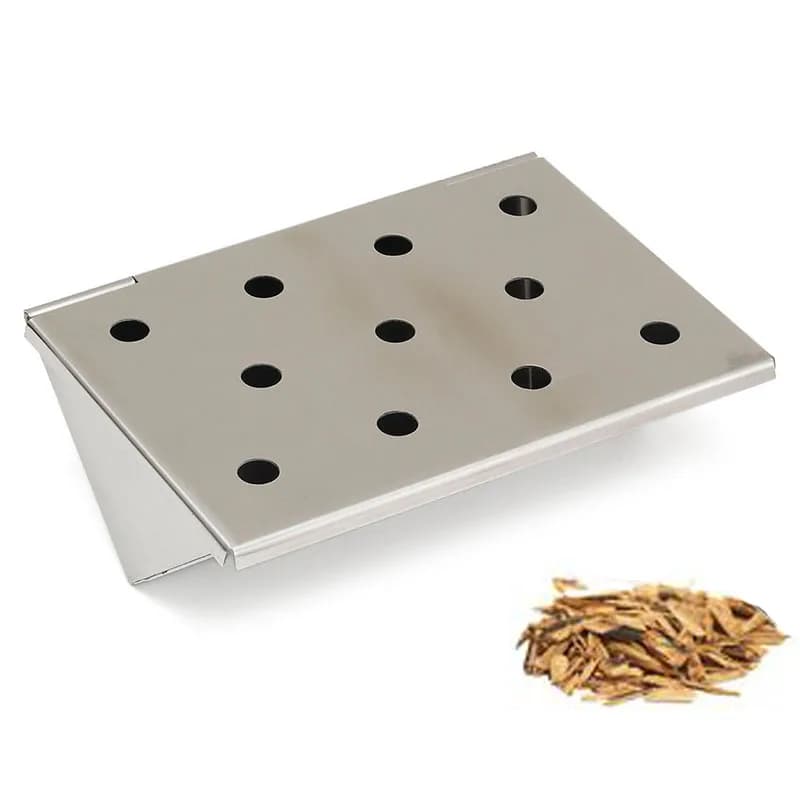 Boîte de fumeur de Barbecue courte en forme de V de 6.14 pouces, boîte de fumeur de gril à gaz en acier inoxydable pour saveur de copeaux de bois, outil d'accessoires de Barbecue