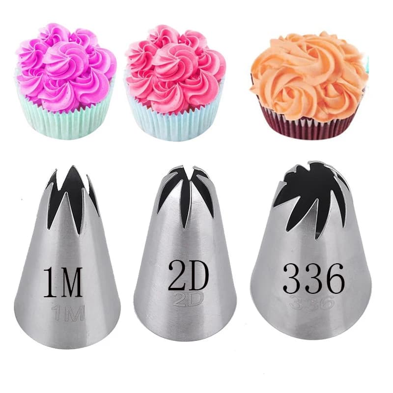 Buses de pâtisserie en forme de Rose, outils de décoration de gâteaux, buse de glaçage de fleurs, pointes de crème pour cupcakes, accessoires de cuisson, 1 pièces # 1M 2D 336