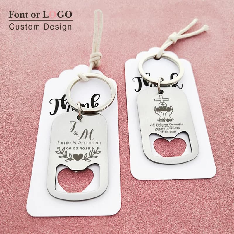 Cadeaux de mariage personnalisés pour les invités, porte-clés ouvre-bouteille, souvenir personnalisé pour baptême et communion
