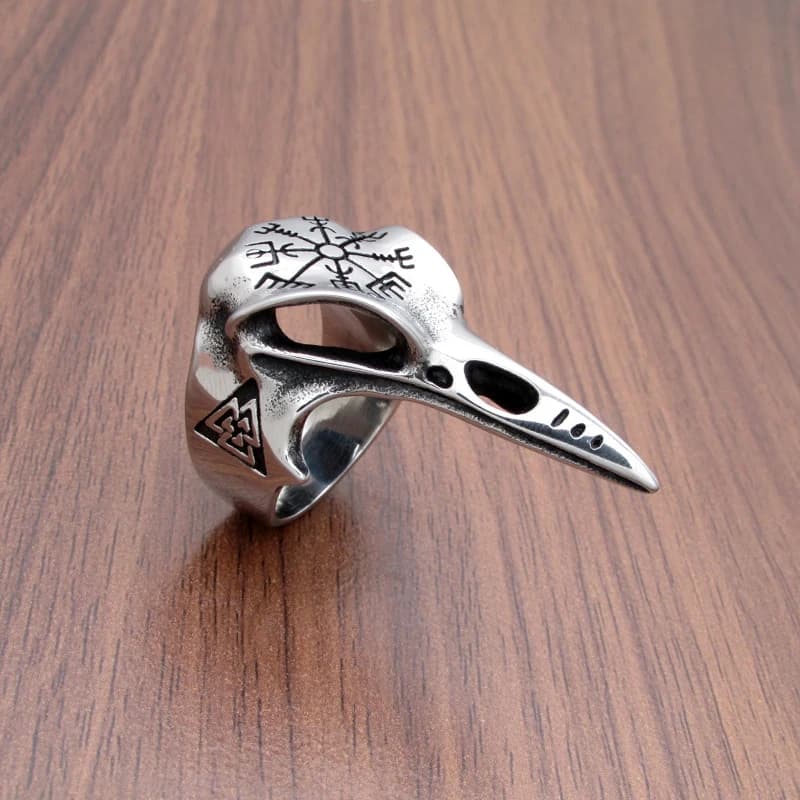 Bague boussole en acier inoxydable pour homme, amulette nordique, Viking, Myenson, Odin, corbeau, corbeau, bijoux punk, cadeaux, SION L