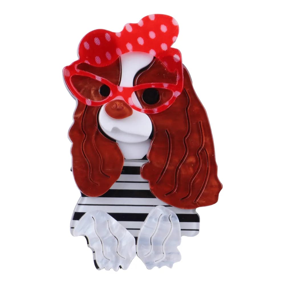Broches de chien de compagnie en acrylique avec lunettes pour femmes, épingles mignonnes, beaux animaux, Cocker Spaniel, badges de revers, bijoux fantaisie, nouveau