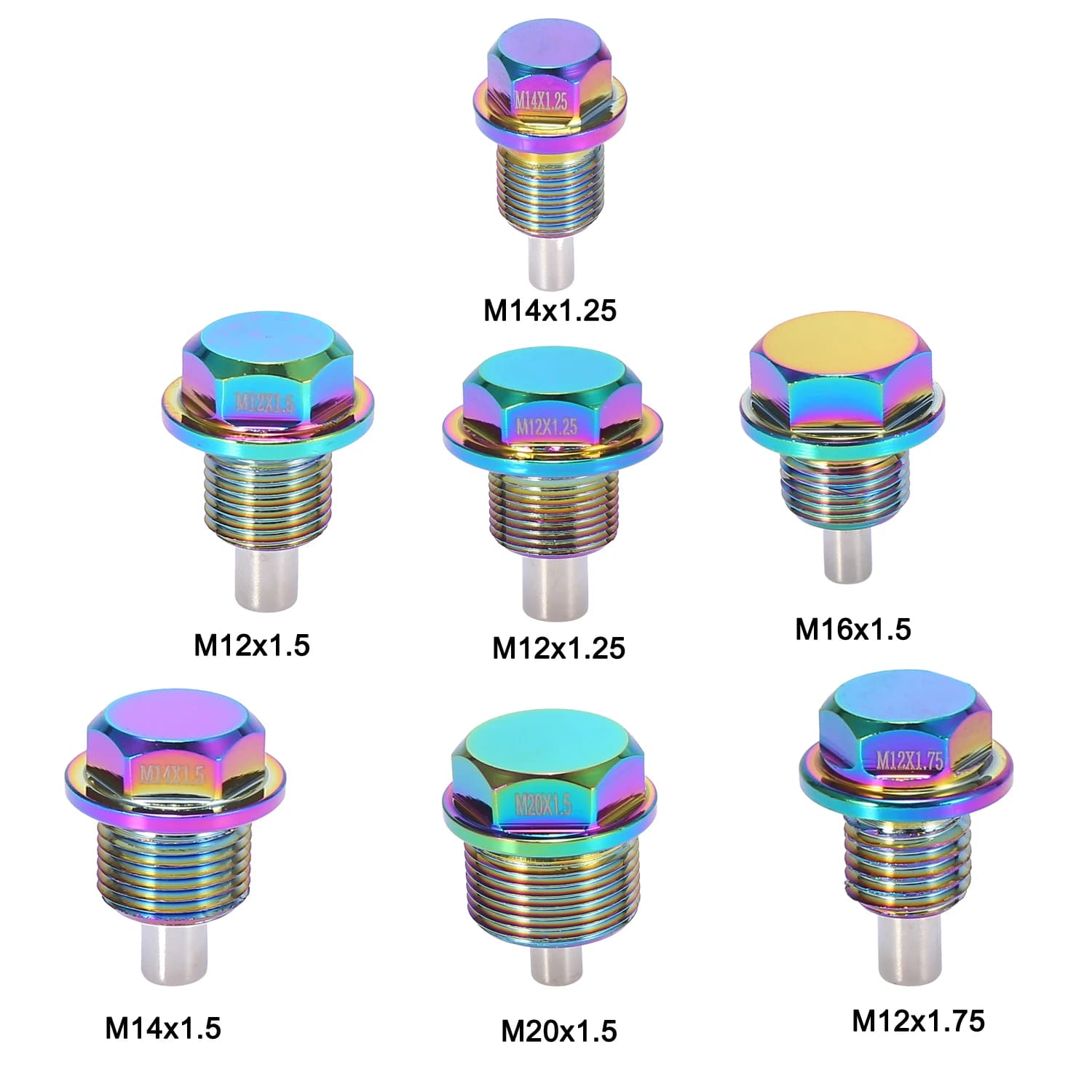 Uxcell – bouchon de vidange d'huile magnétique multicolore M14x1.25, vis à boulons avec joints pour voiture universelle, 1 jeu