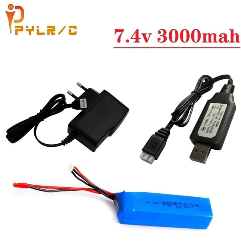 Teranty Power – batterie Lipo 7.4V 3000mah, avec chargeur pour Frsky Taranis X9D Plus, émetteur, télécommande, pièces de rechange
