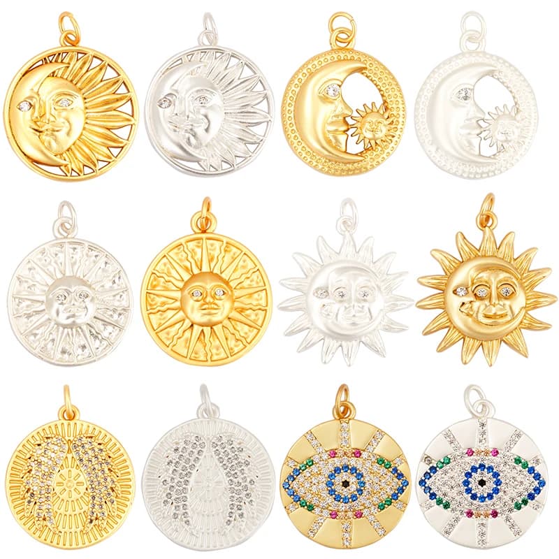 Apollo-Pendentif en Forme de Pièce de Monnaie, Lune, Œil Maléfique, Polymère, Plaqué Or 18K, Bijoux Artisanaux, Collier, Fournitures en Gros, L13