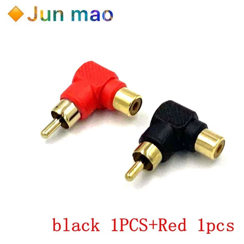 Extension de prise coudée Audio AV RCA, connecteur RCA en forme de L, noir, rouge, Angle droit, mâle à femelle, connecteur RCA à 90 degrés