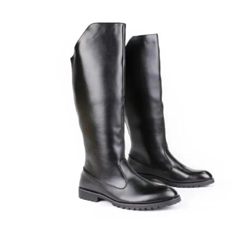 Bottes de moto pour hommes, style garde d'honneur britannique, bottes équestres, bottes décontractées à fermeture éclair, bottes de cowboy en cuir, bottes de scène, taille 37 à 46