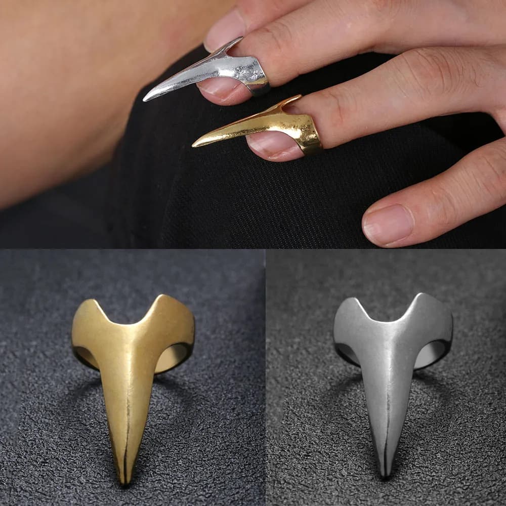 Griffe de doigt Spike Fingertip Nail Ring, Rétro, Punk, Cool, Rock, Gothique, Attention sur les ongles, Bijoux de fête Cosplay, Décoration, Vente en gros, Chaud, 5 pièces