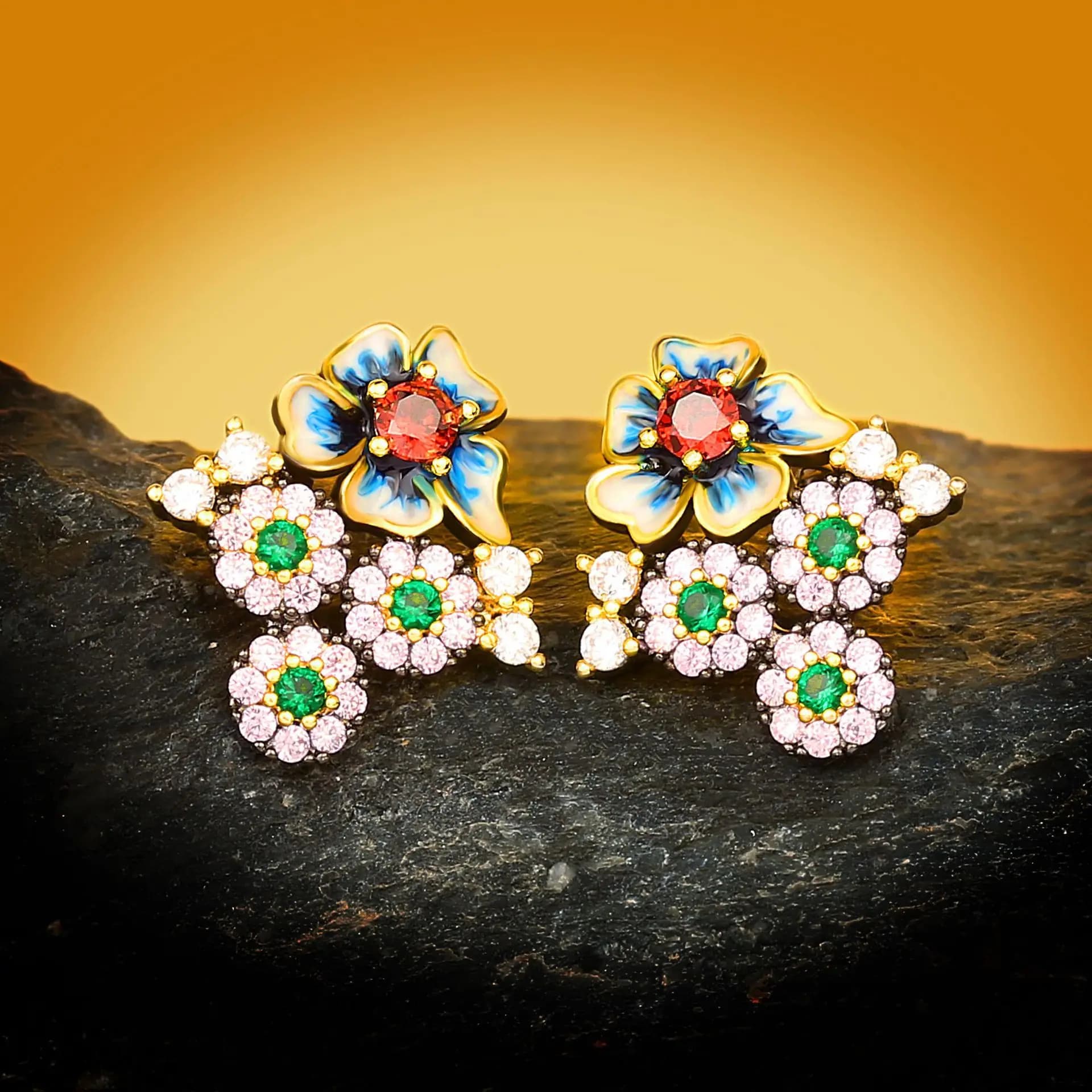 Boucles d'oreilles géométriques en diamant noir et or pour femmes, bijoux de fiançailles classiques, cadeau de fête de mariage, mode populaire, luxe