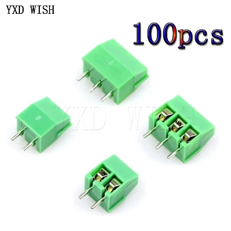 100 pièces KF350-3.5-2P-3P 3.5mm pas 2 broches 3 broches épissable enfichable PCB bornier à vis connecteur KF350 300V 10A pour 24-18AWG
