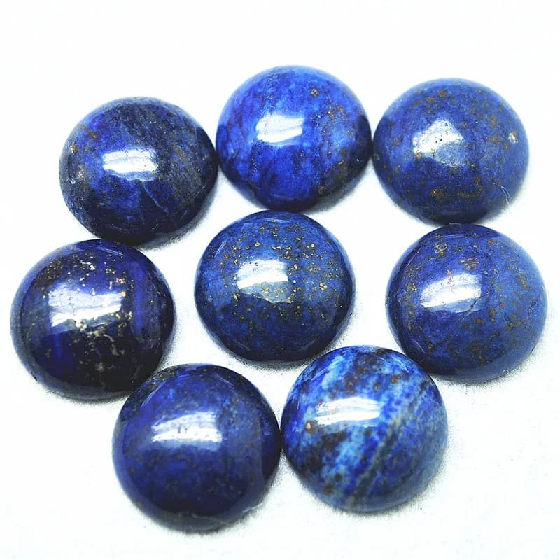 Cabochons en Lapis Lazuli Naturel, Perles de Forme Ronde, Accessoires de Haute Qualité, Prix de Gros, Livraison Gratuite, Taille 8mm, 10mm, 12mm, 20mm, 5 Pièces