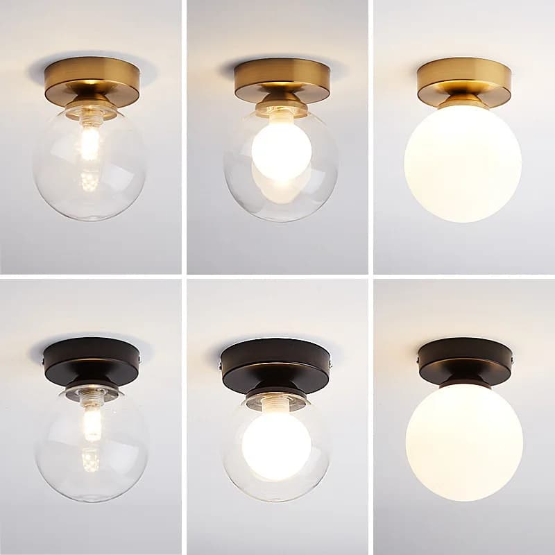 Plafonnier de couloir moderne et simple, style nordique, créatif, avec boule de verre ronde, pour la décoration intérieure.