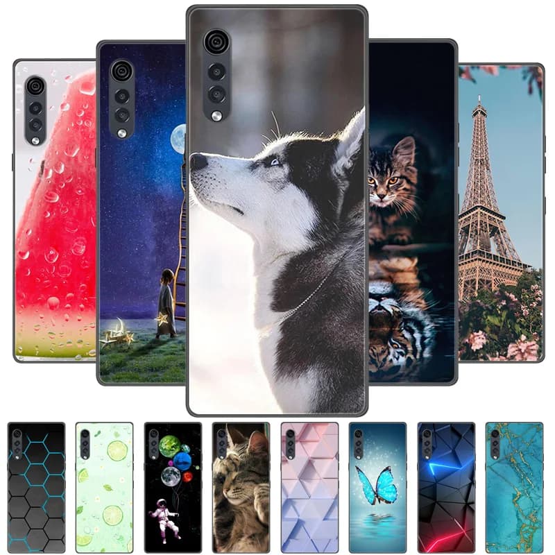 Coque souple en silicone pour téléphone LG Velvet 5G, housse de luxe en TPU noir, 6.8 pouces