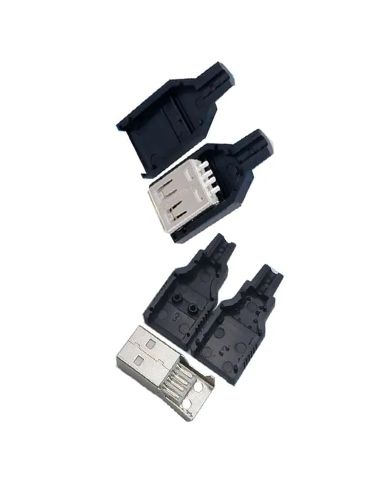 Connecteur USB 2.0 Type A mâle, 10 pièces/lot, pour bricolage, assemblage, adaptateur, prise à souder, coque en plastique noir, mâle/femelle