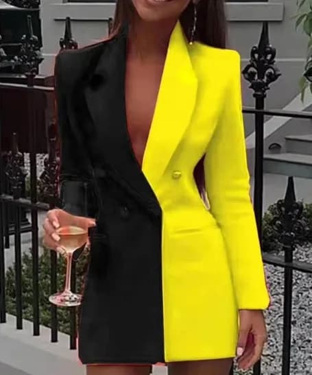 Robe blazer à manches longues et col en V pour fille, grande robe professionnelle, smoking en pansement, tenue de fête, mode pour les abonnés