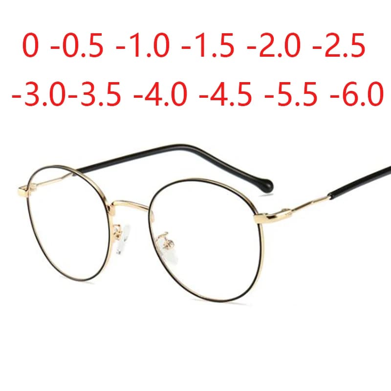 Lunettes de myopie rondes pour hommes et femmes, lunettes myopes œil de chat, lunettes d'étudiant avec dioptries moins-1.0 -1.5 -2.5