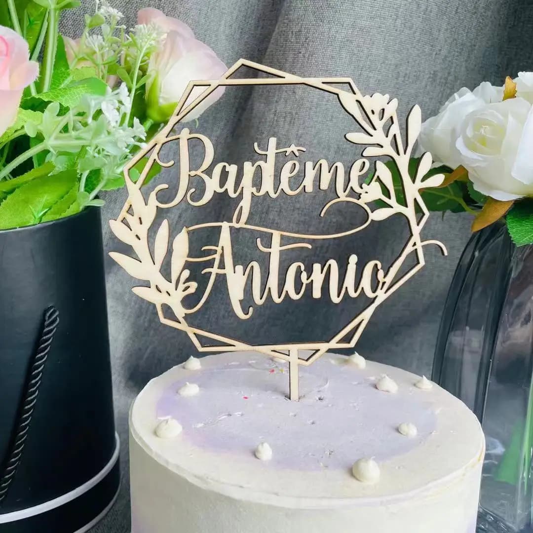 Noms personnalisés décoration de gâteau de mariage géométrique personnalisé uniques premiers noms décoration de gâteau de mariage douche nuptiale