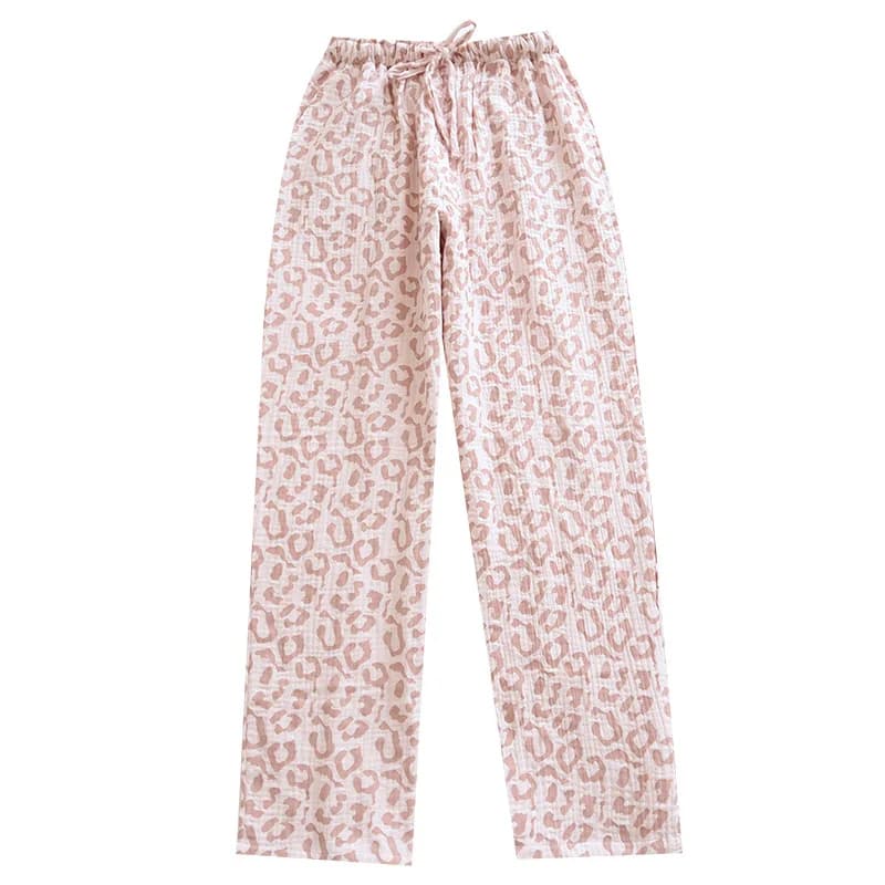 Pantalon de pyjama en pansement de coton pour femmes, bas de sommeil, vêtements de salon simples, vêtements de nuit pour la maison, mode printemps et été, fjLeopard