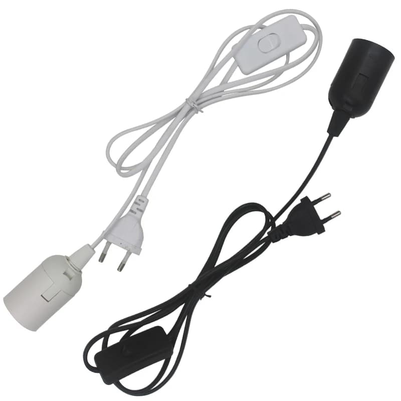 Câble d'alimentation Hcnew E27 de 1,8 m avec interrupteur et prise EU pour ampoule LED suspendue, support de suspension pour lampe suspendue