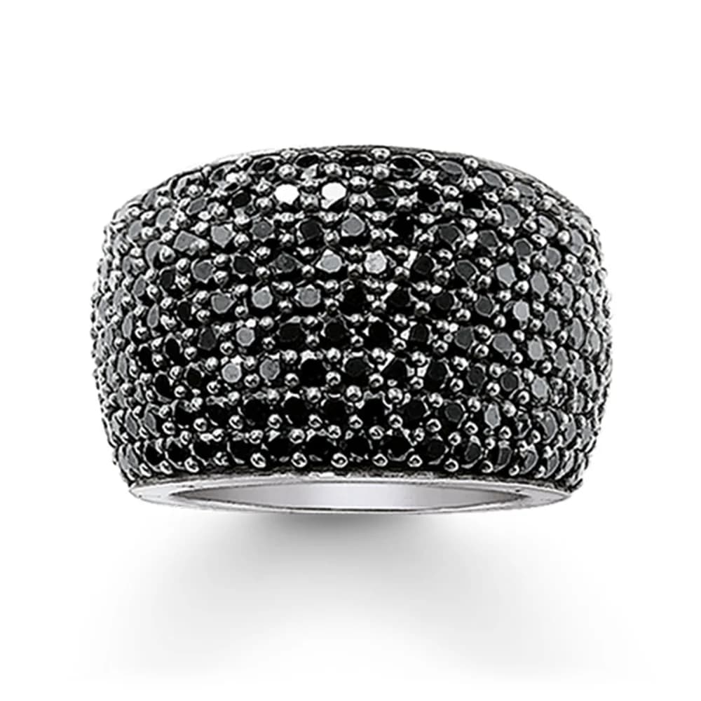 Bague de Cocktail pavée noire, bijoux de Style européen pour femmes et hommes, cadeau de printemps