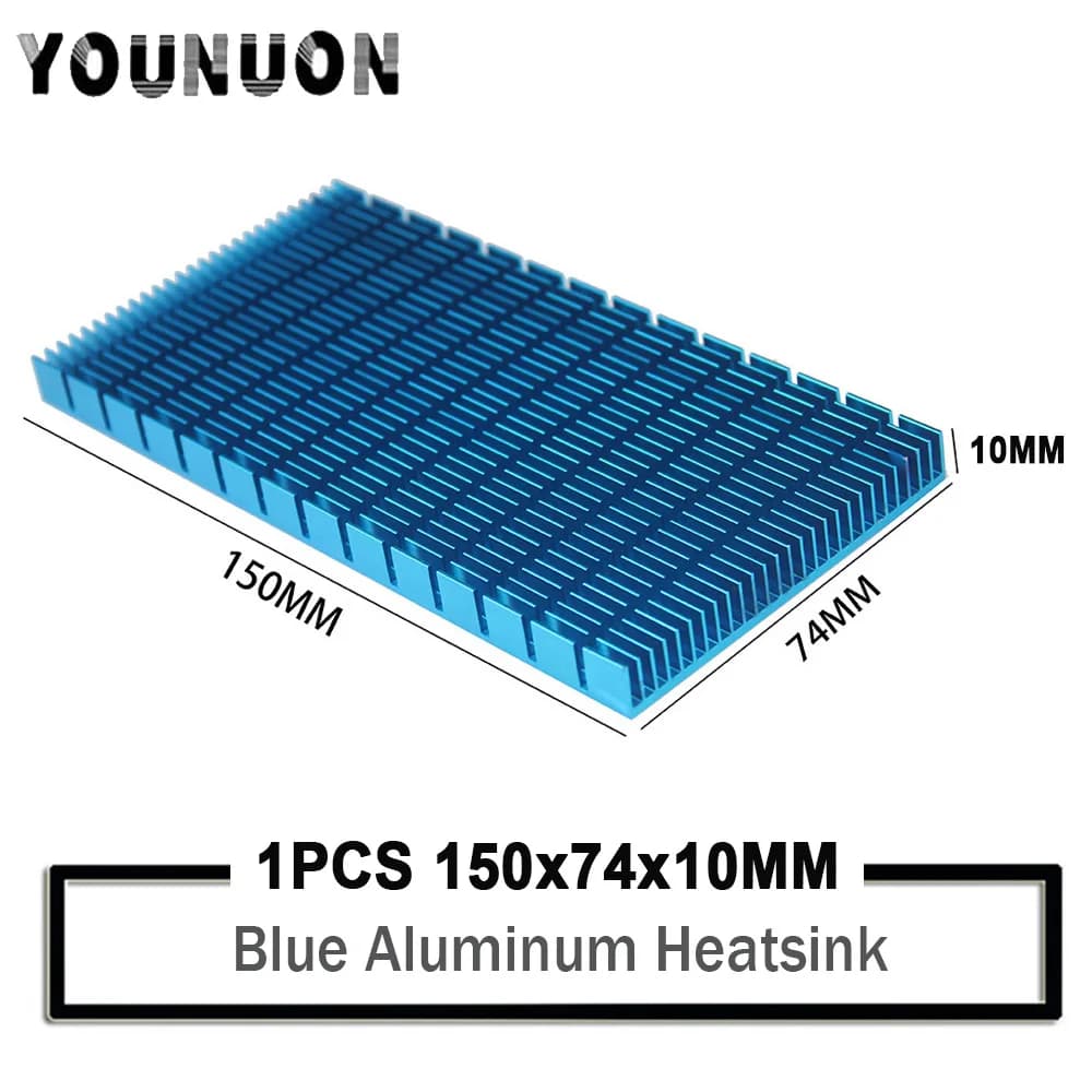 Dissipateur thermique en aluminium bleu, 150x74x10mm, amplificateur de puissance, Module de radiateur, spécial pour le refroidissement