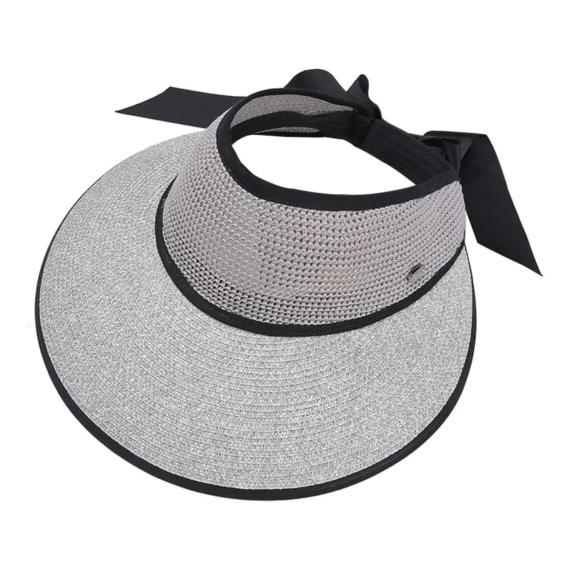 Chapeau de paille d'été pour femme, style Fedora, avec nœud, à large bord, pour la plage, protection solaire, à calotte ouverte