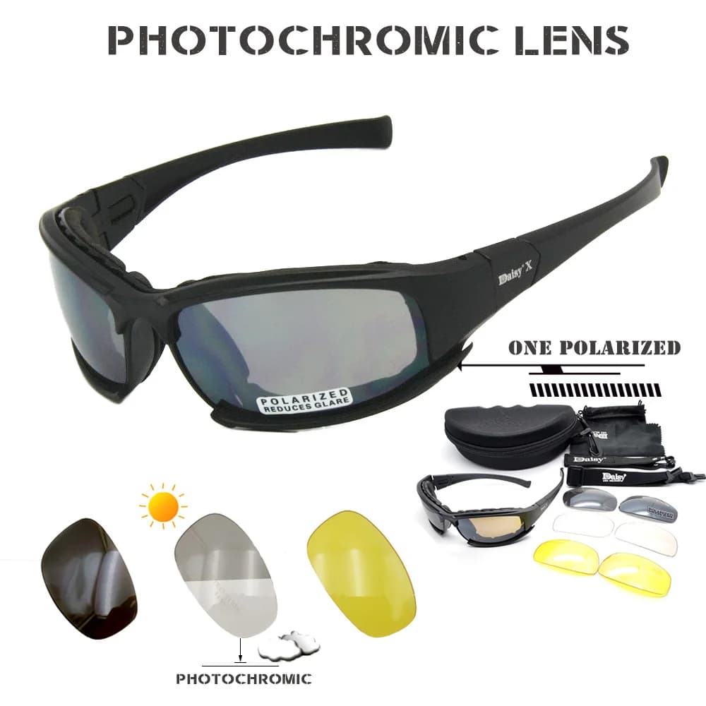 Daisy X7 lunettes de soleil photochromiques lunettes tactiques hommes lunettes polarisées C5 Kit jeu de guerre lunettes de tir cyclisme en plein air Gafas