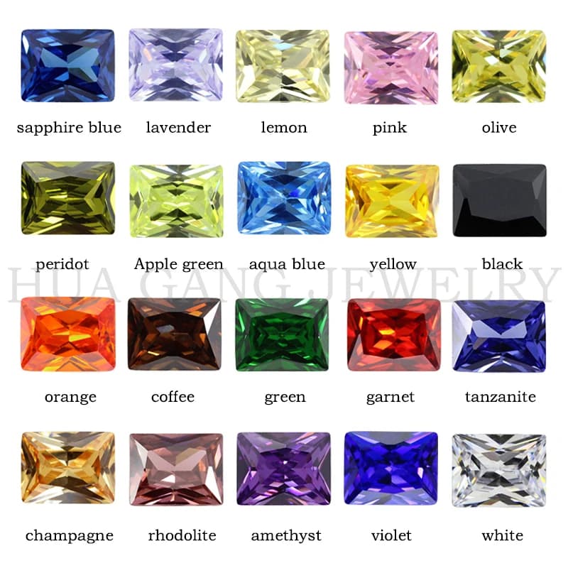 Pierre de zircone cubique multicolore 5A, noir et bleu, forme rectangulaire, perles de pierres précieuses synthétiques CZ amples pour bijoux 3x5 ~ 10x14mm