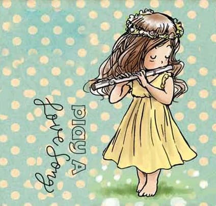 A joué la flûte fille, tampon en caoutchouc Transparent en Silicone et feuille de métal, Scrapbooking, bricolage, motif mignon Album Photo dentelle