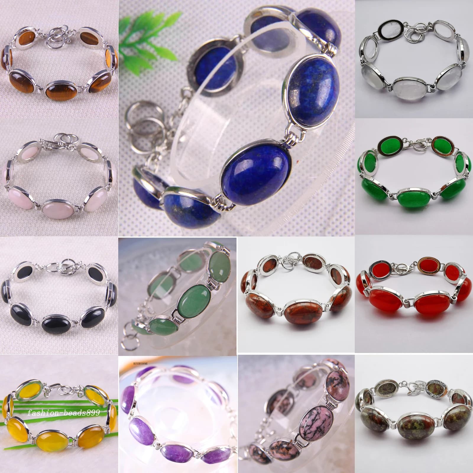 Bijoux faits à la main Bracelet opale blanche pour femmes ovale cabine Cabochon perles naturel rose Rhodonite noir Onyx Bracelet réglable