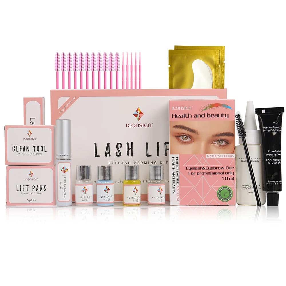 ICONSIGN – Kit de levage de cils, Version améliorée et Kit de teinte de teinture pour sourcils, Mascara de teinture pour sourcils, outils de maquillage pour les yeux, livraison directe