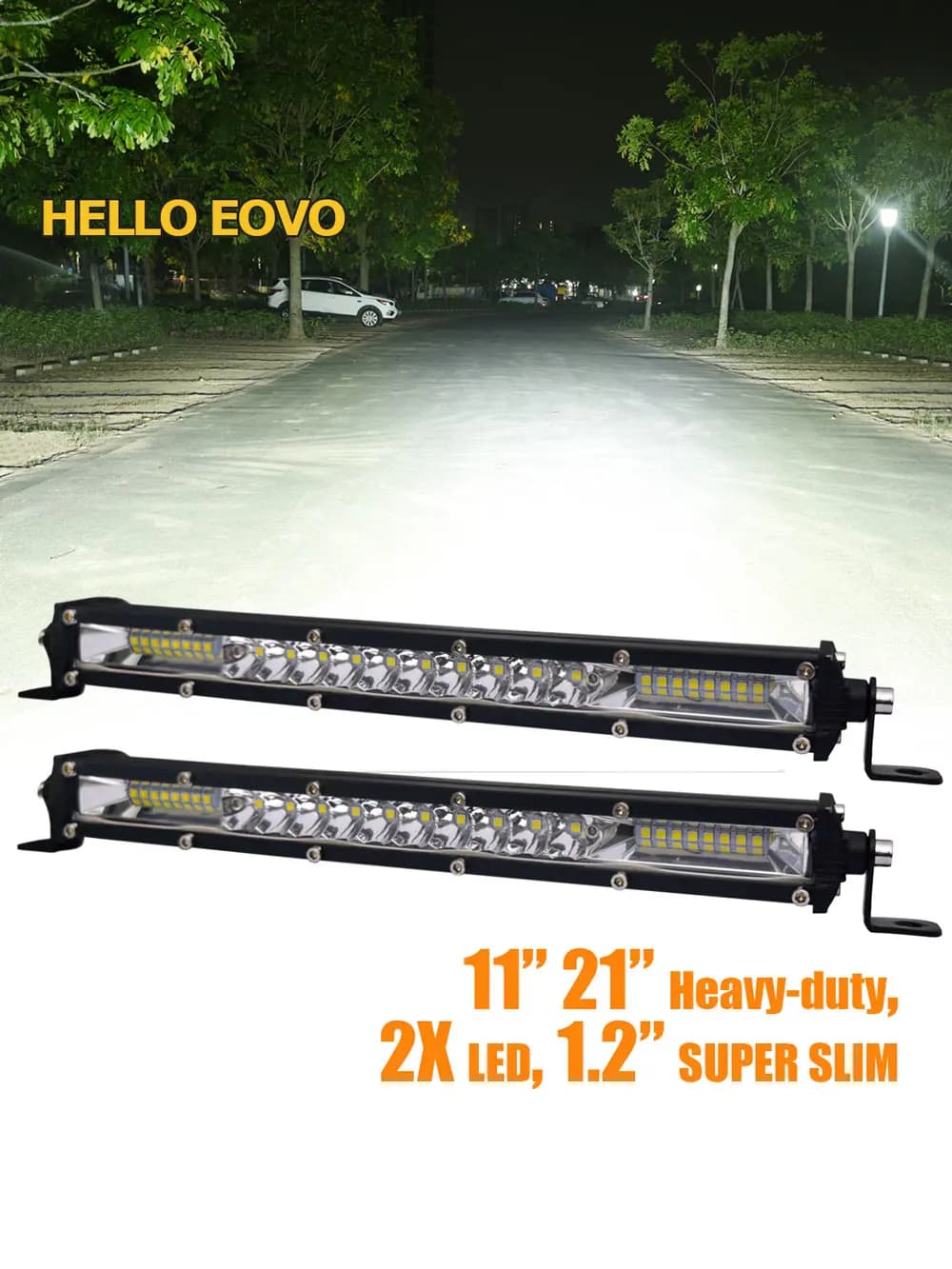 Barre lumineuse LED ambre mince, lampe de travail pour la conduite, hors route, bateau, voiture, tracteur, camion, 4x4, SUV, RL, 12V, 24V, 11 pouces, 21 pouces