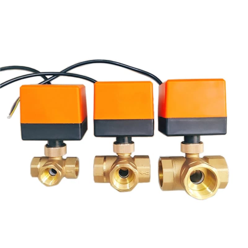 Vanne à bille électrique en laiton, 1/2 "3/4" 1 "1-1/4 "1-1/2" 2 ", électrovanne de chauffage au sol pour climatisation, trois voies AC220V