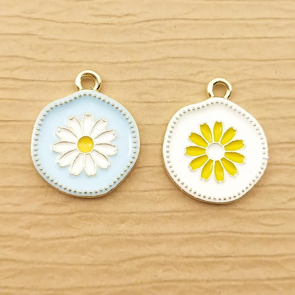 Breloque fleur en émail pour la fabrication de bijoux, 10 pièces, collier, Bracelet, boucle d'oreille, pendentif, accessoires de bricolage, alliage de Zinc plaqué or