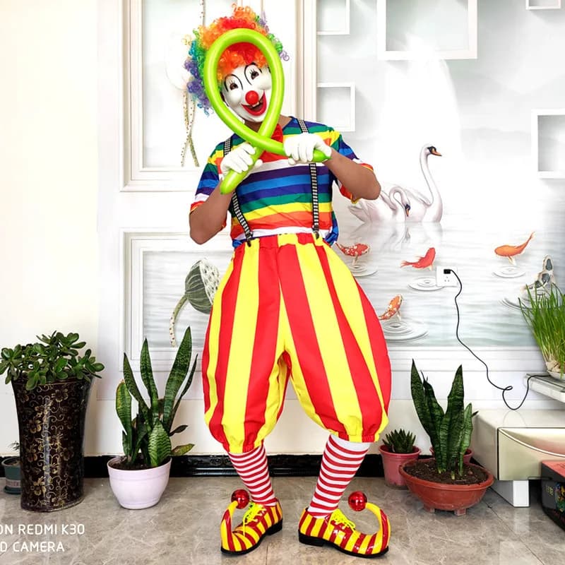 Tenues de club d'été pour hommes, olympiques de clown à rayures, costume de cosplay Joker LYus, vêtements de magicien à manches courtes