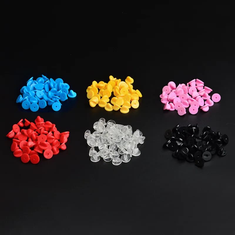 Fermoirs à broches en métal et en caoutchouc, broche arrière, capuchons arrière, papillon, bricolage, accessoires de bijoux, 50 pièces