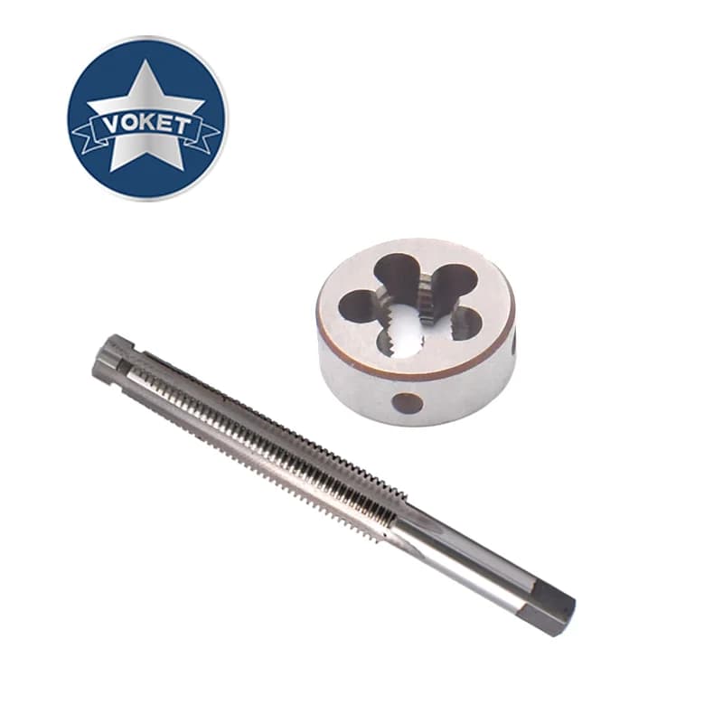 VOKET 1 Ensemble de tarauds et filières trapézoïdaux pour gaucher TR 8 10 12 14 16 X1.5 X2 X3 X4, tarauds T et filières rondes pour vis