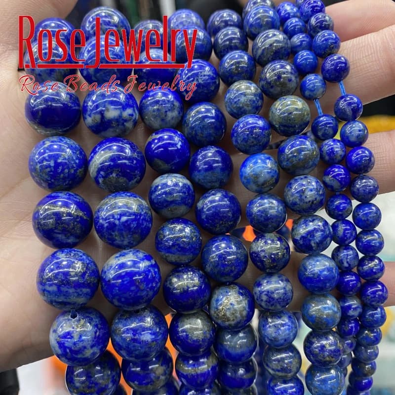AAAAA – perles rondes en pierre Lapis Lazuli naturelle, amples, 4, 6, 8, 10, 12 MM, taille au choix pour la fabrication de bijoux, Bracelet à bricoler soi-même, fil de 15 pouces