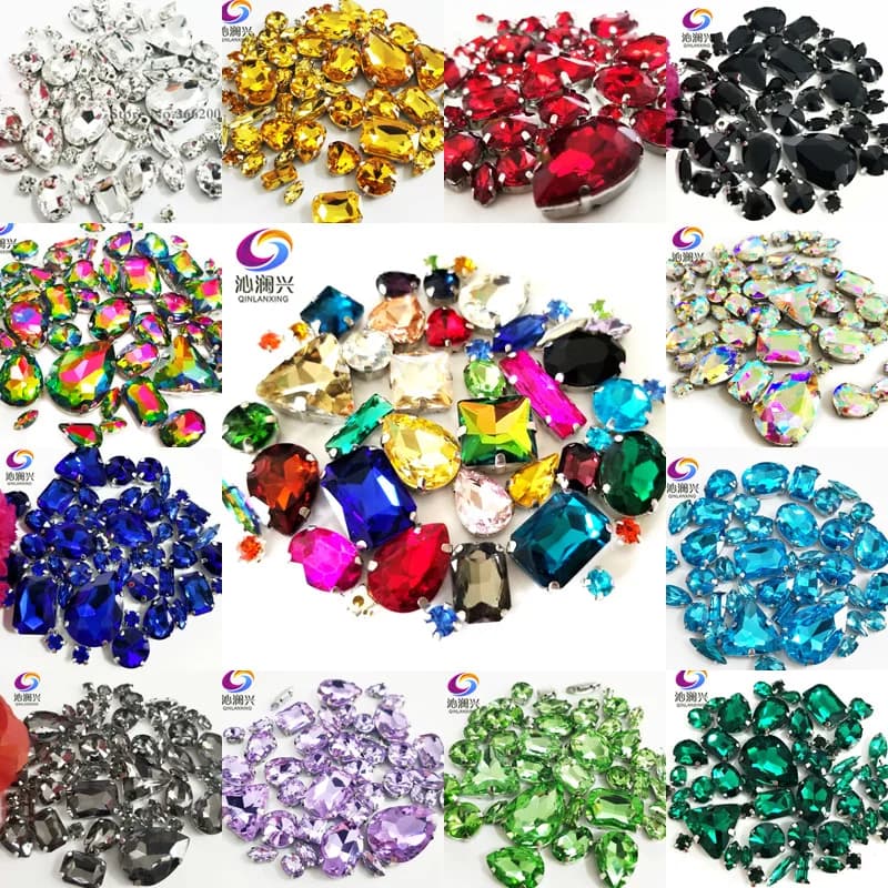 68 pièces/50 pièces/30 pièces, mélange de strass scintillants en cristal, à coudre, pour travaux d’aiguille, pierres à coudre pour projets de bricolage/vêtements/robe de mariée.
